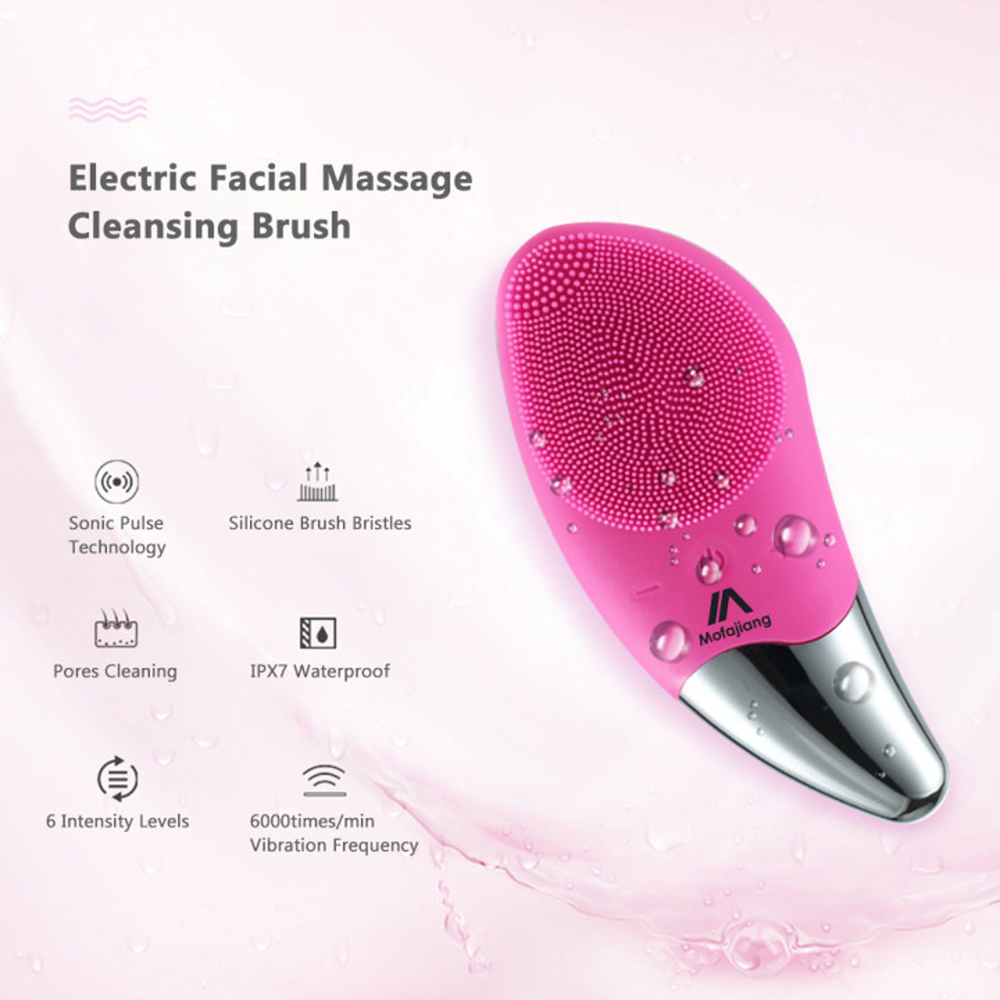 Facial Cleansing Brush Electric Sonic Face Cleaner Deep Pore Cleaning Skin Massager Mini Silicone Face Cleansing Brush Device