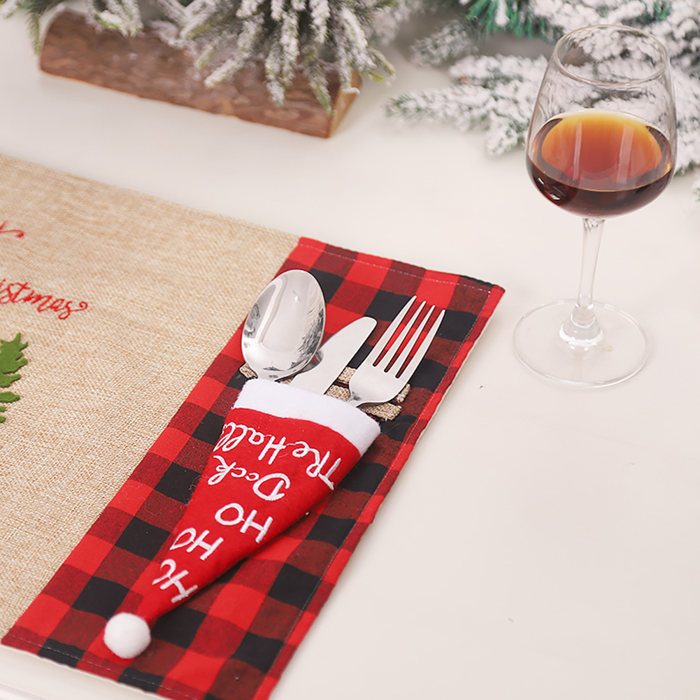 Knife Fork Cover Xmas Tableware Pocket Bag Non-woven Christmas Cutlery Holders Home Dinner Table Xmas Decor Festival Accessories