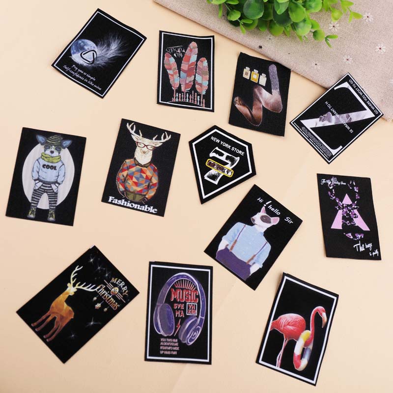 one set embroidery patch printed sheep cow pig feather cartoon patches for bag hat badges applique patches for clothing DO-862