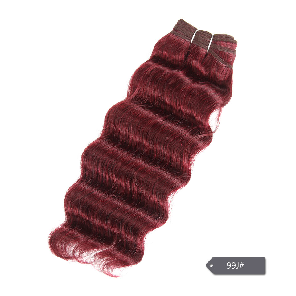 Sleek Nature Hi Deep Hair 1 Piece Only Brazilian Deep Wave Human Hair Weave Bundles Deal #27 99J Burgundy Remy Hair Extension