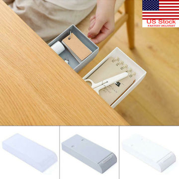 Pencil Tray Self-Adhesive Under Desk Drawer Hidden Organizer Storage Holder Case hot sale