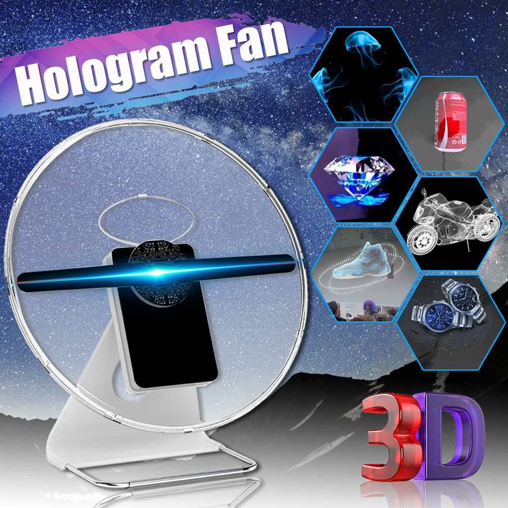 NEW 30cm 3D advertising hologram fan Projector light display holographic rechargeable Desktop hologram 16GB 256 LED Lamp beads