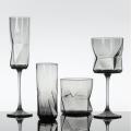 Geometric style glass drinking set with gray color