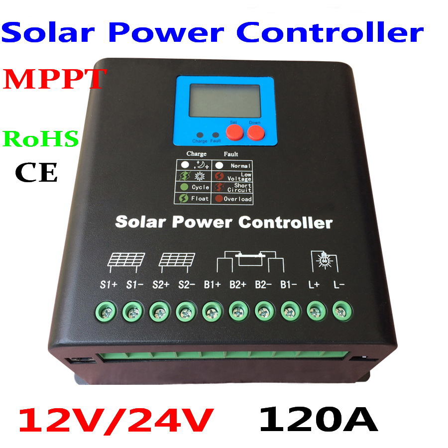 120A 150A 180A 12V/24V Auto Solar Panel Battery Charge Controller MPPT LCD Display Solar Collector