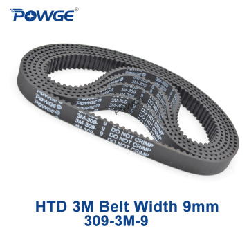 POWGE 5pcs HTD 3M Timing belt 309 3M 9 Perimeter 309mm width 9mm Teeth 103 Rubber HTD3M synchronous belt 309-3M-9 closed-loop