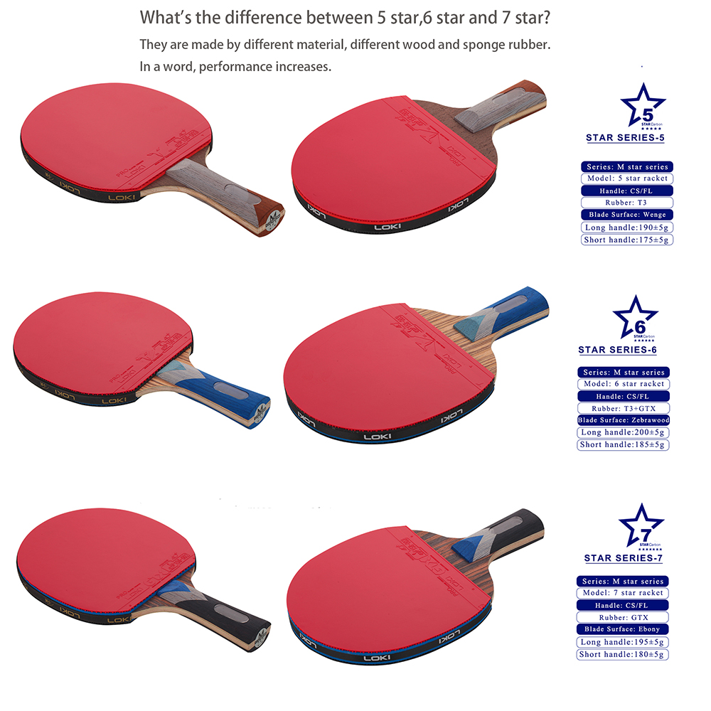 LOKI WRB Carbon Table Tennis Racket 5/6/7 Stars Ping Pong Bat With ITTF Professional Rubber Tabletennis Pingpong paddle