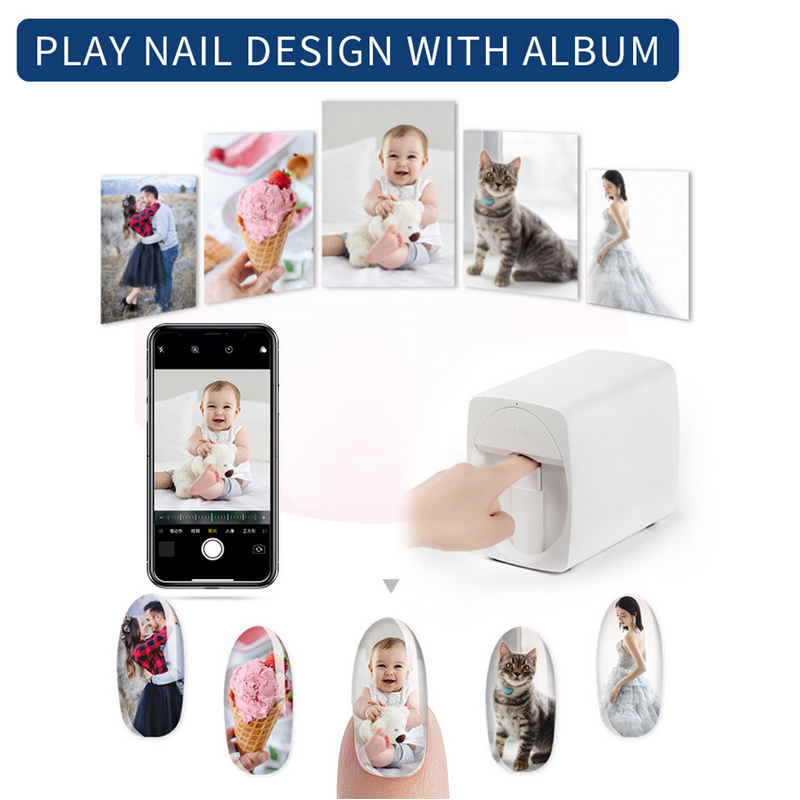 2020 Hottest portable Mobile Nail Printer mobile App 3D nail printer nail art machine home and nail salon nail art tool
