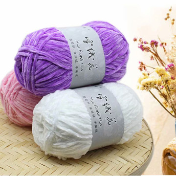 Gold Velvet Chenille Yarn For Hand Knitting Medium Thick Wool Thread Crochet Sweater Scarf Thread Crochet Para Tejer Line Yarn Q