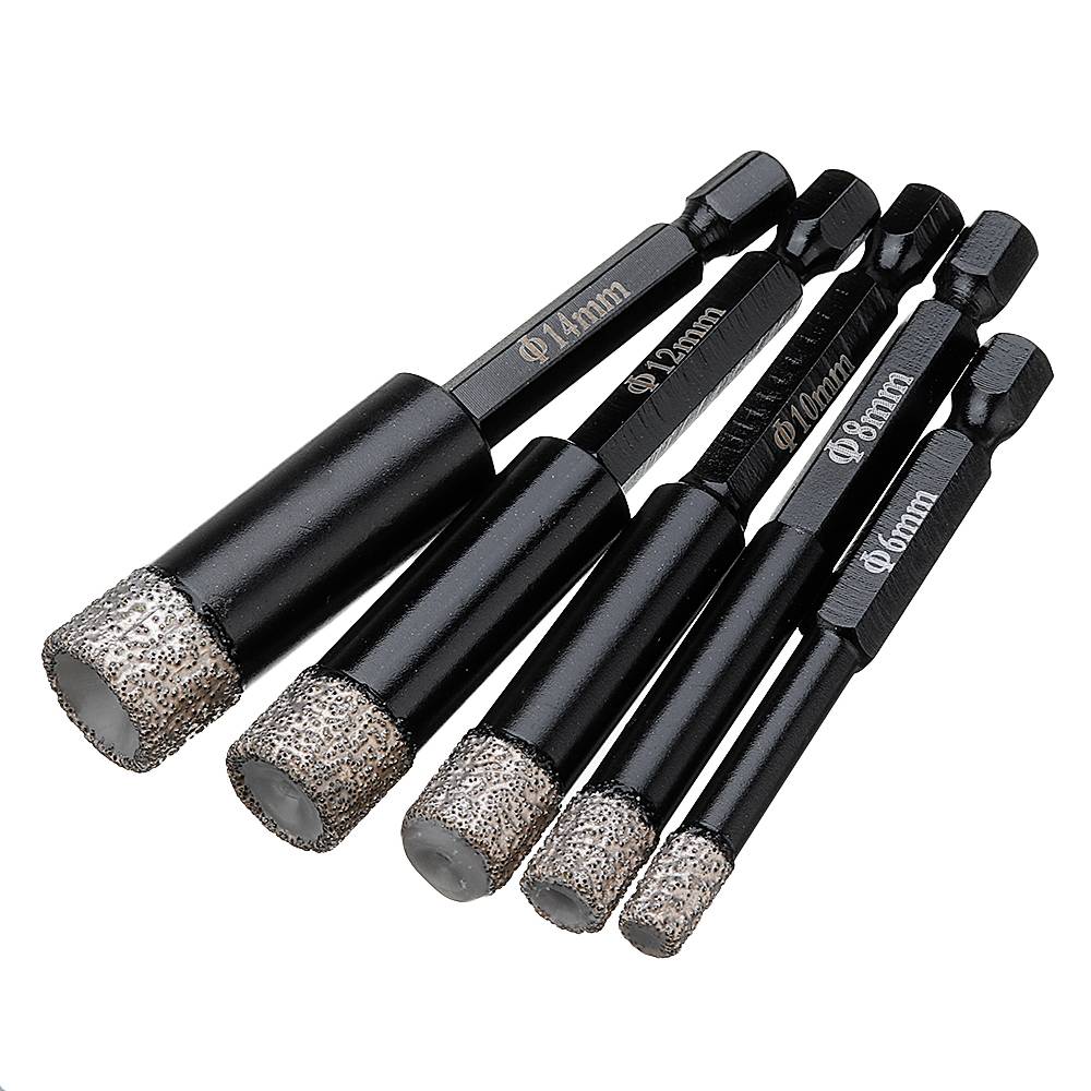 6/8/10/12/14mm Vaccum Brazed Diamond Dry Drill Bits Hole Saw Cutter for Granite Marble Ceramic Tile Glass