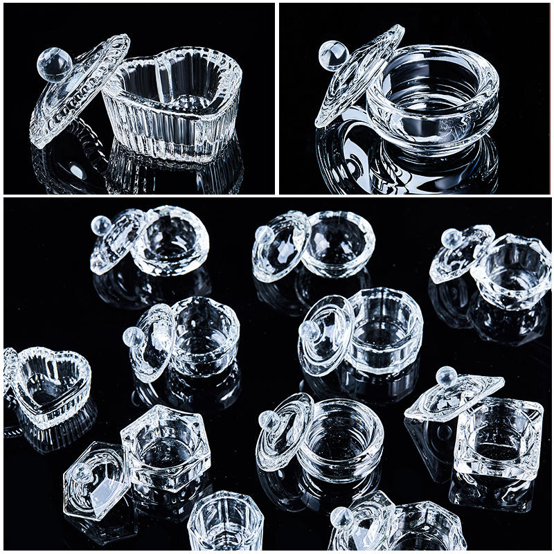 Acrylic Glass Nail Cristal Cup Clear Manicure Crystal Bowl Acrylic Powder Liquid Equipment Dappen Cup Dish Nail Art Design Tool