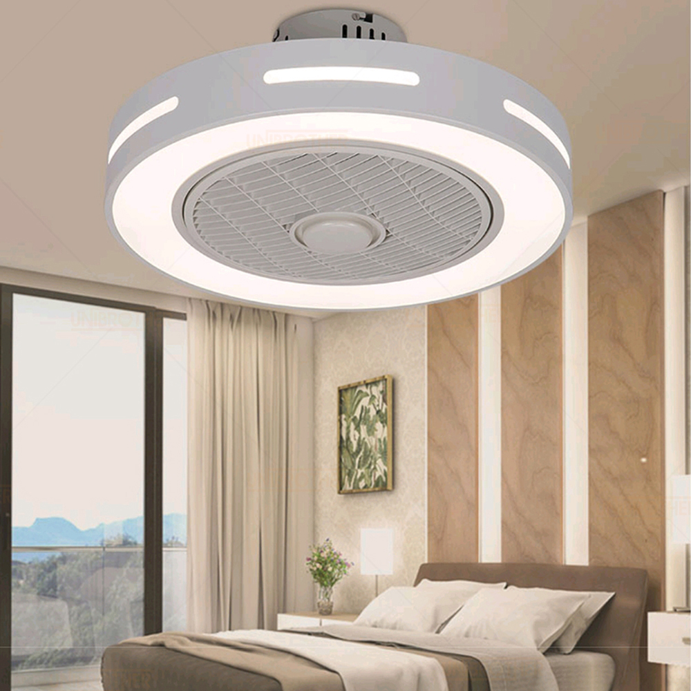 ceiling fan with light Bluetooth LED smart remote control support mobile phone app invisible fans home lighting circular round