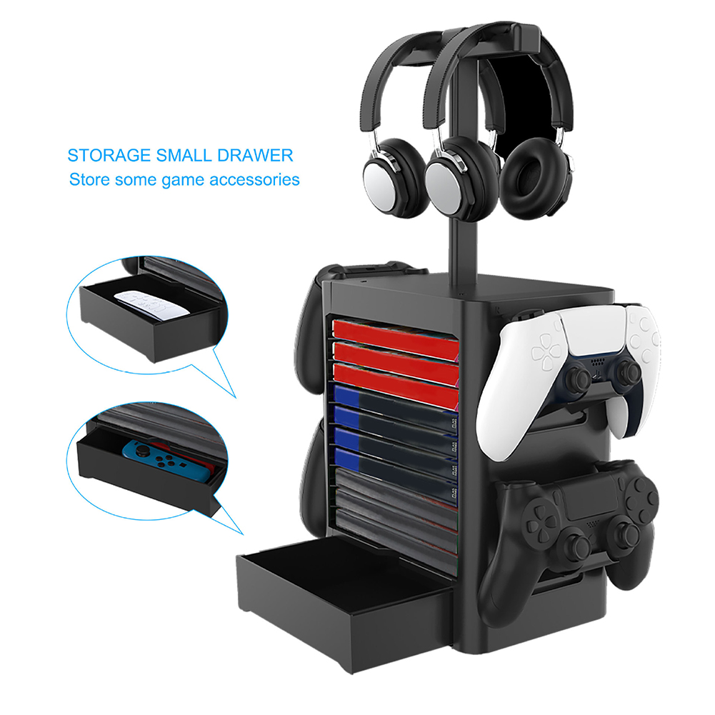 Multifunctional Gamepad Controller Tower Bracket Holder for Nintendo Switch PS5/PS4/XBOX CD Disc Headphone Storage Stand