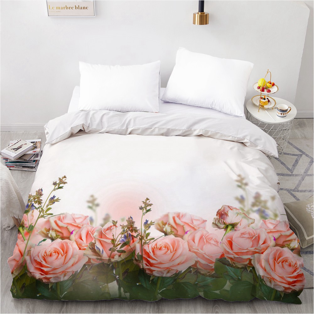 3D Duvet Cover Custom 200X200 220x240 Comforter/Quilt/Blanket case Twin Full Queen Bedding For Wedding Floral Microfiber