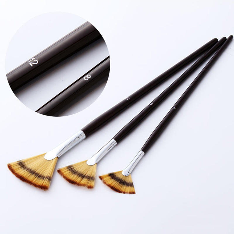 3Pcs Fan shaped Watercolor Paint Brush Set Mixed Hair Copper Tube Gouache Brushes for School Drawing Painting Brush Art Supplies