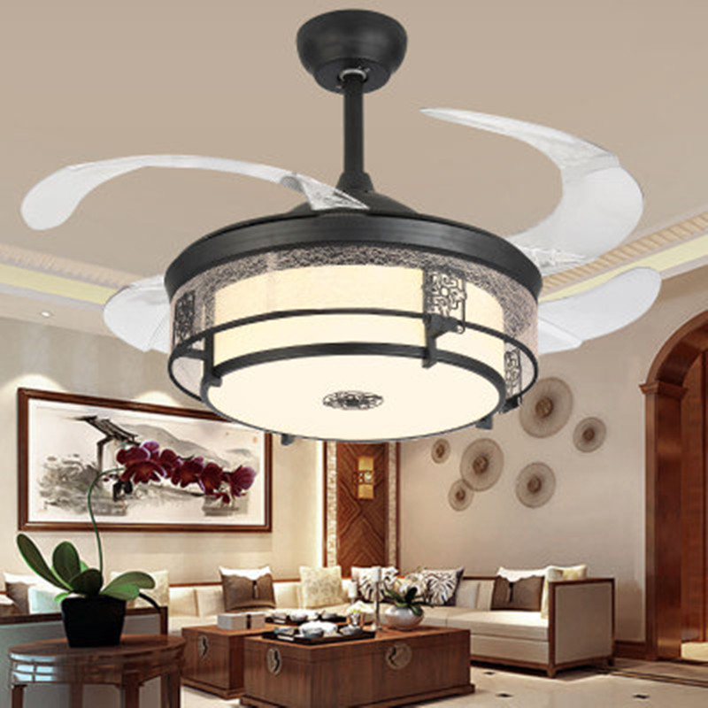IKVV European-Style Invisible Fan Lamp Ceiling Fan Lamp Restaurant Modern Minimalist Chinese Style Living Room With Electric Fan