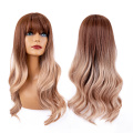 Fashion Ombre Brown Long Water Wavy Synthetic Wig