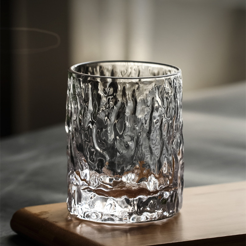 Japanese Style Whisky Glass First Snow Hammer Pattern Mojito Cocktail Cup Whiskey XO Liquor Wine Glasses With Wooden Gift Box
