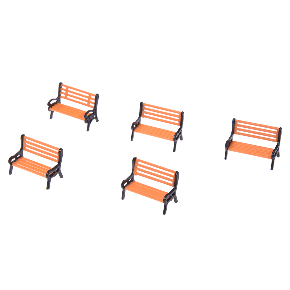 5pcs Model Train Platform Park Street Seat Bench Chair Settee 1:50 Mini Garden Ornament Miniature Park Bench