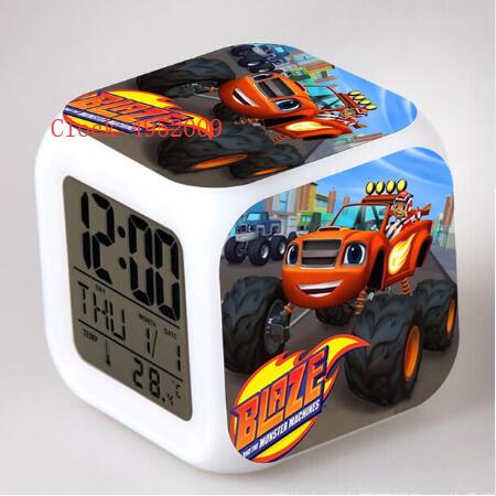 Blaze and The Monster Machines Kids Led Wake Up Light Digital Alarm Clock Color Changing Electronic Desk Watch Table CLOCK