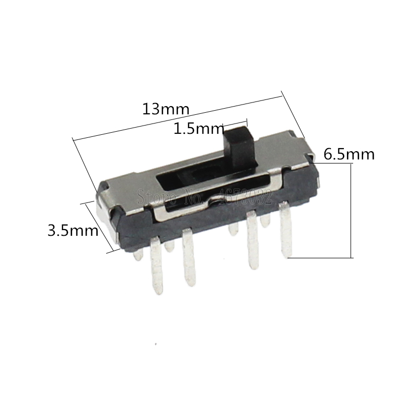 20PCS MSS23D18 MSS-23D18 8PIN 2P3T DPTT Toggle Switch Side Slide Switches Handle 4MM ROHS