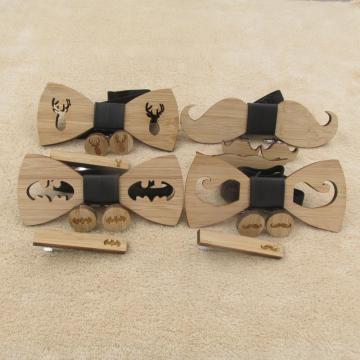 Engraved Wood Bow Tie Cufflink cuff links tie clip wooden set wedding groom groomsmen bridal party rustic handkerch