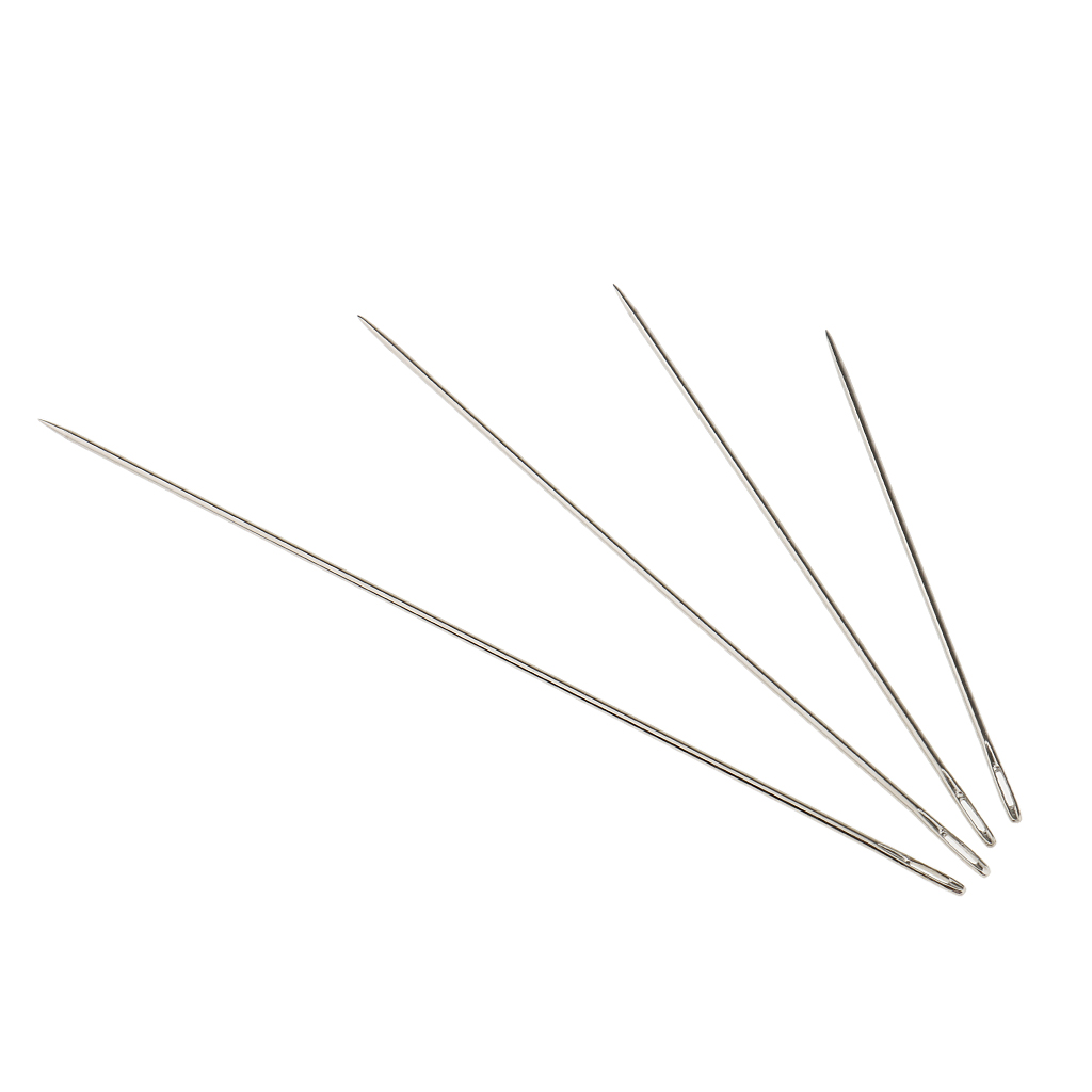 4 Assorted Sizes Long Hand Sewing Needles for Embroidery Mending Craft Case