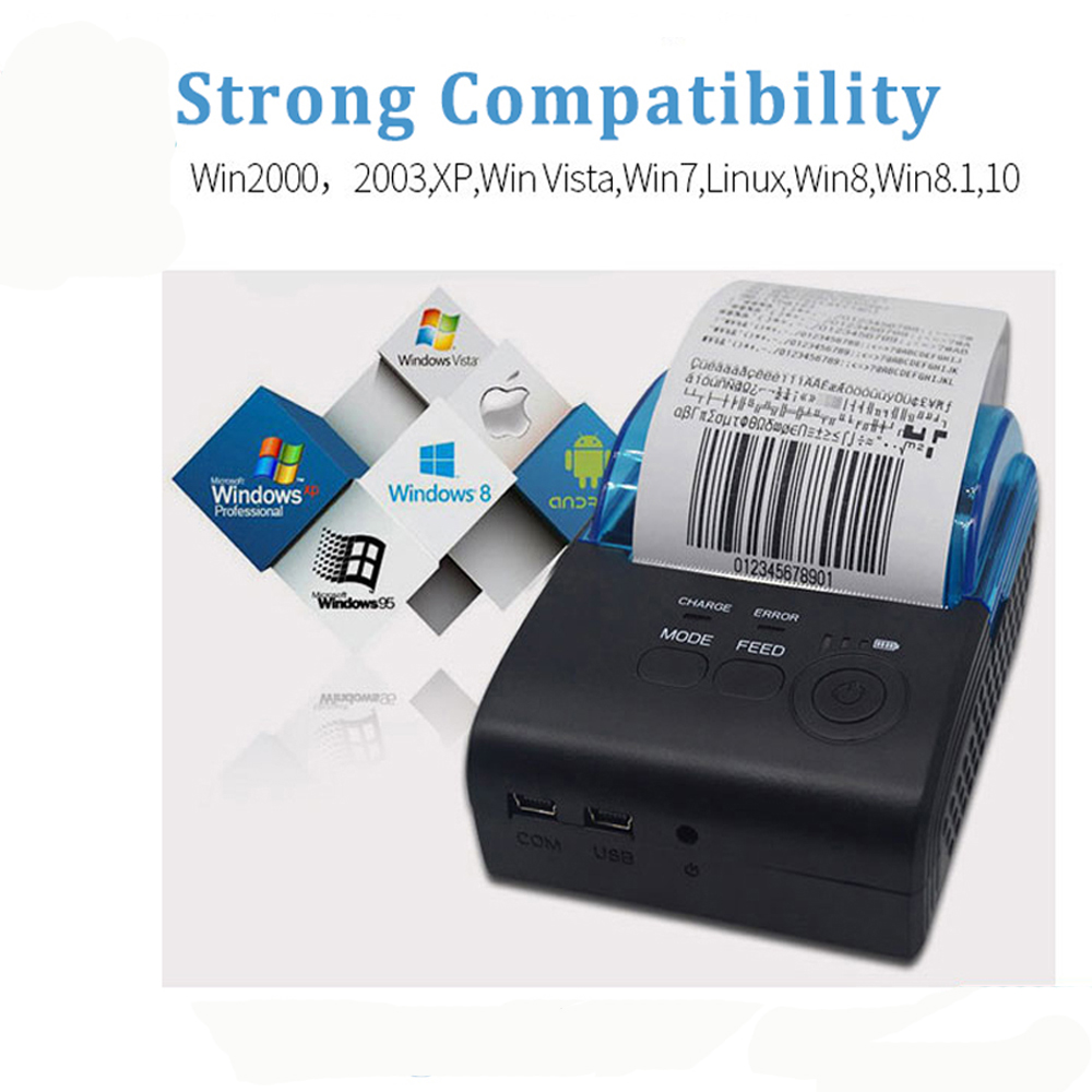 Portable Mini Bluetooth Thermal Receipt Printer Ticker Printer For Mobile Phone Android iOS Windows 58mm