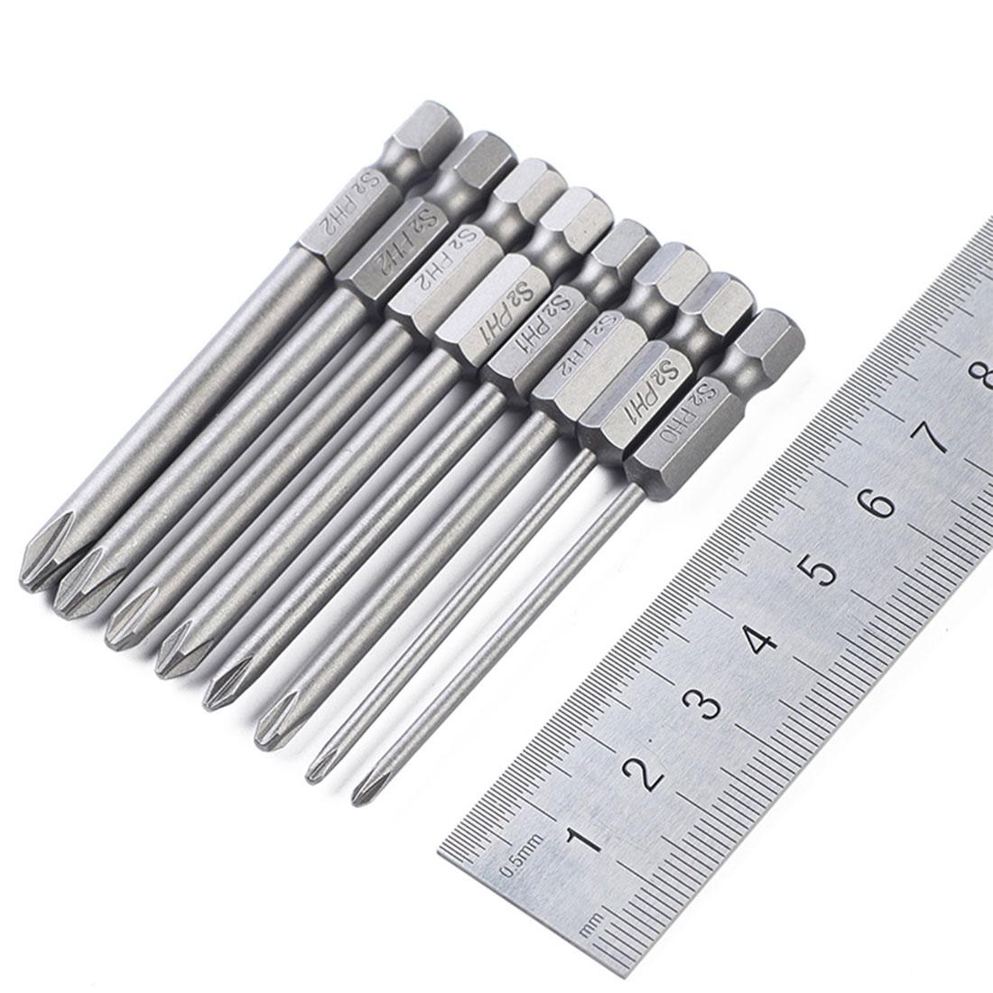 8pcs 75mm Magnetic Security Bit Set Tamper Proof Screwdriver Drill Bit Screw Driver Bits Torx Flat Head 1/4" Hex Head S2 Steel