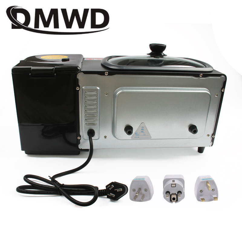 DMWD Electric 3 in 1 Breakfast Machine Multifunction Mini Drip American Coffee Maker Pizza Oven Egg Omelette Frying Pan Toaster