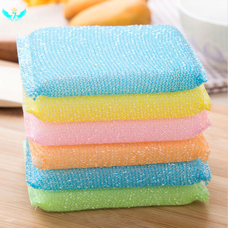 4 Pcs/set Microfiber Antibacterial Kitchen Scouring Pads Double Side Sponges Scourer Non Odor Dish Scrubber Brush