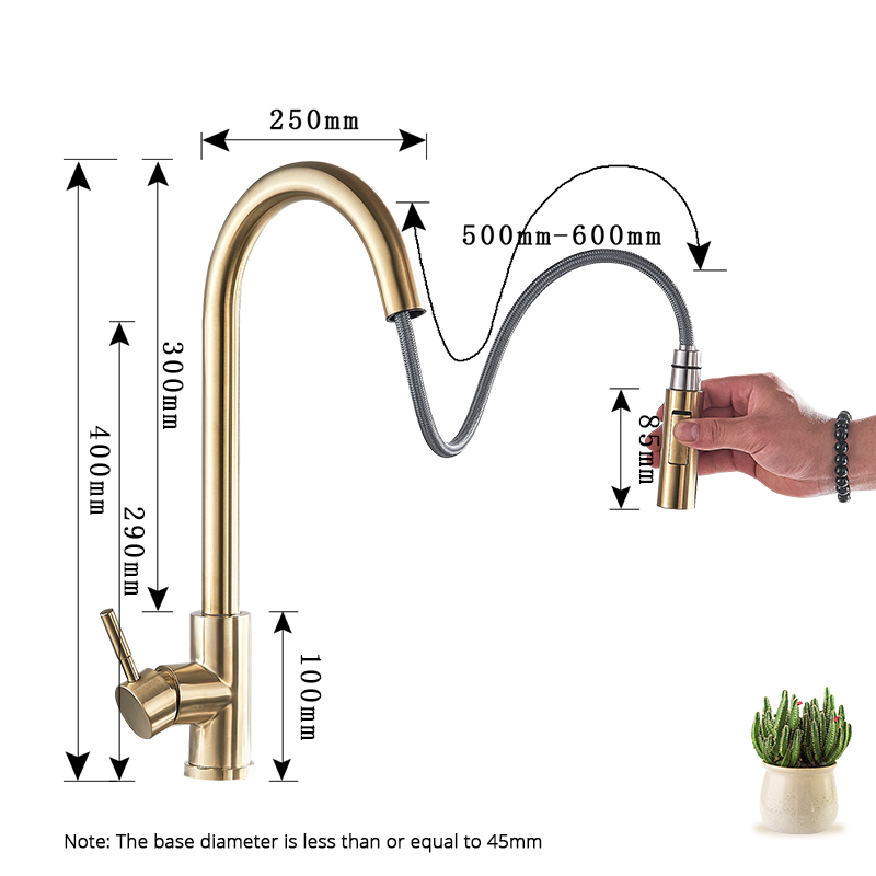 Brushed Gold Kitchen Faucet Hot And Cold Water Mixer Faucet For Kitchen Pull Out Mixer Crane 2 Function Spout Water Mixer