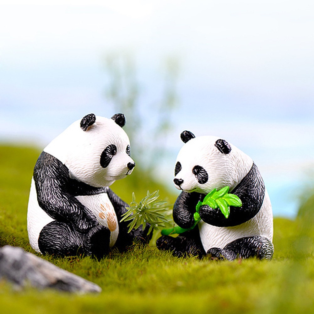 1 Pcs Miniature Resin Pandas Garden Plant Flower Pot Bonsai Dollhouse Decoration