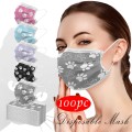 20/100PCS Mascarilla desechable Fast delivery Headband Adults Cute Casual Cat Prints Breathable 3 -Layer Disposable Mask Máscara