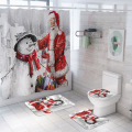4-Piece Set Of Santa Claus Snowman Bathroom Mat Cover Bathing Toilet Cover Christmas Party Decoration Supplies Combination