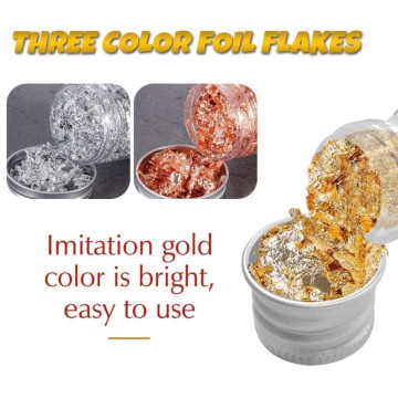 Imitation Gold Paper Gold Leaf Flakes Gold Flakes Gold Foil Sheets Fragments for Gilding Painting Nail Decoration Arts and Craft