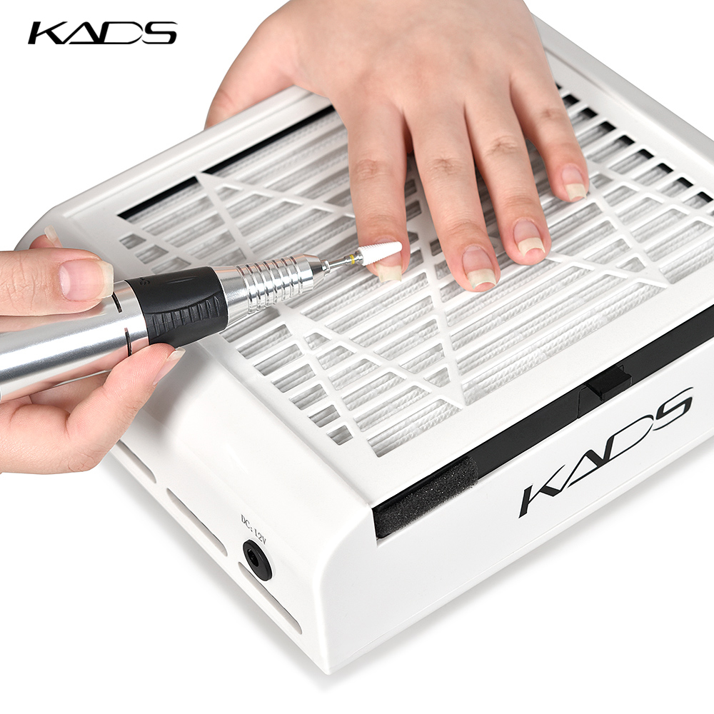 KADS White Nail Dust Collector Pull-out Filter Manicure Suction Collector Machine Acrylic UV Gel Tip Dust Vacuum Cleaner