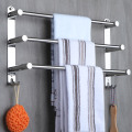 304 Stainless Steel Flexable Adjustable 50 to 90 CM 3 Ties Arm Towel Holder Bar Rail Hanger Rack Wall Mounted For Bathroom