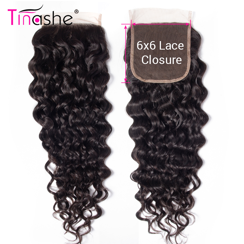 Tinashe Hair Brazilian Water Wave 6x6 Lace Closure Free/Middle Part Natural Color Remy Human Hair Pre Plucked Swiss Lace Closure