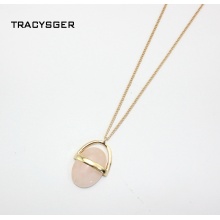 AE-xl20439 / sweet girl jewelry / Exclusive design European style jewelry oval Long Necklace inlaid natural barite powder