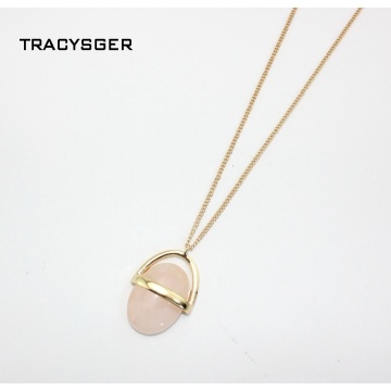 AE-xl20439 / sweet girl jewelry / Exclusive design European style jewelry oval Long Necklace inlaid natural barite powder