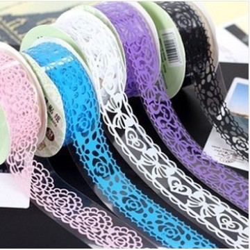 Free Shipping 1Lot = 10piece Solid Color Hollow-Out Lace Adhesive Tape Album Decorative Sticker Tape Gift Stationery Wholesale