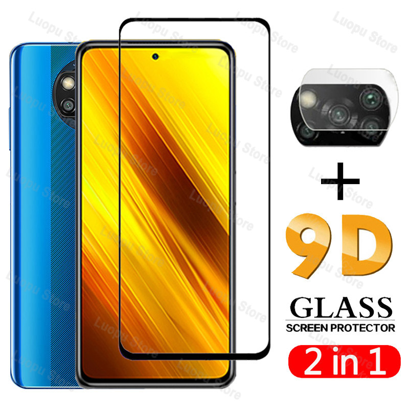 2IN1 Tempered Glass for Xiaomi Poco X3 NFC M3 X2 Camera Lens Film Cover Screen protector for Xiaomi poco x3 m3 Protective Glass