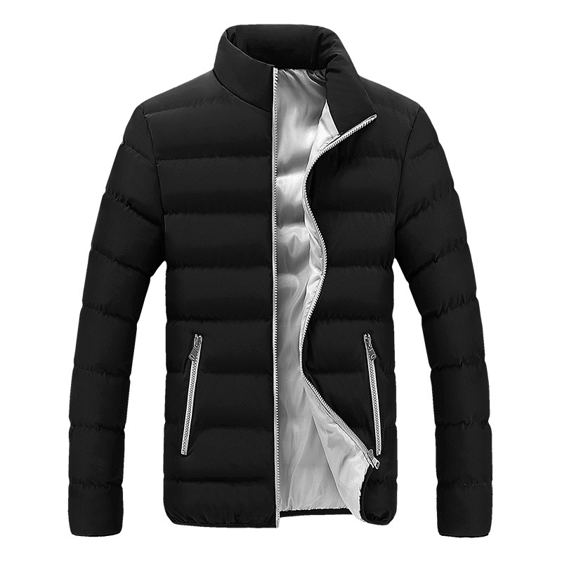 Men Winter Jacket Coats Slim Stand Collar Outwear Men's Windproof Jackets with Inner Down Cotton Layer Warm Outfits Wholesale
