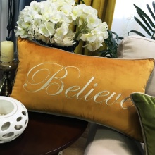 45x45cm/50x30cm solid velvet believe embroidered cushion cover sofa decorative lumbar pillowcase home case throw pillow