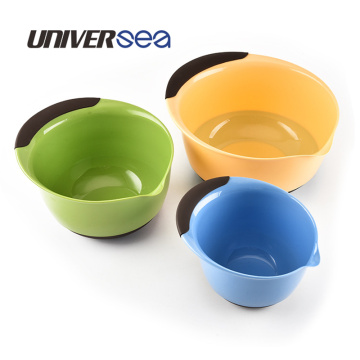 Color plate set, three-piece plastic salad pot, salad bowl, mixing bowl, and noodle dish vegetable set