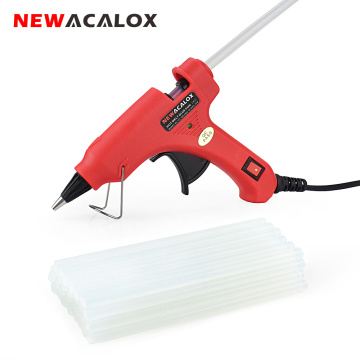 NEWACALOX 20W EU/US Mini Hot Melt Glue Gun DIY Thermo Electric Silicone Adhesive Gun Heat Temperature Tool 20pc 7mm Glue Stick