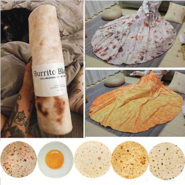 WOSTAR Soft Warm Flannel Burrito Blankets 280Gsm Round Shape throw blankets Coral Fleece Tortilla Nap Wrap travel egg Blankets