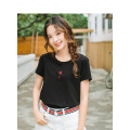 INMAN Summer O-neck Literary Embroidery Retro Casual All Matched Slim Short Sleeve Women T-shirt