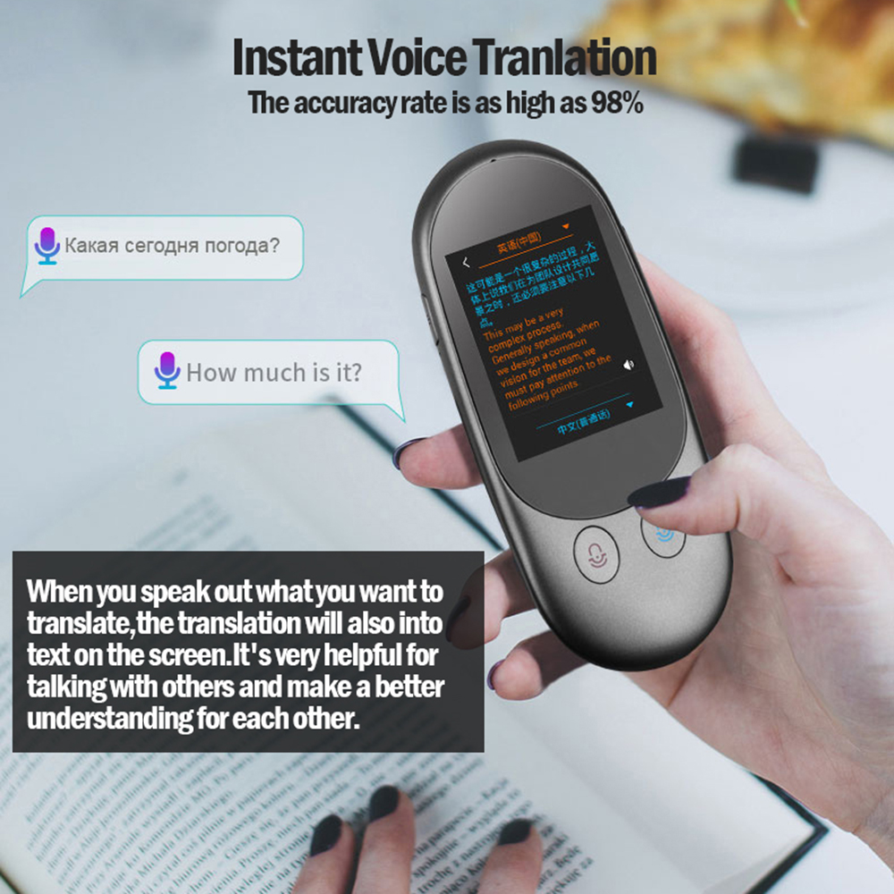 Portable Multi Languages Offline Voice Translator, F1 Camera 2.4 inch Screen Real Time Instant Two-Way 65 Languages Translation