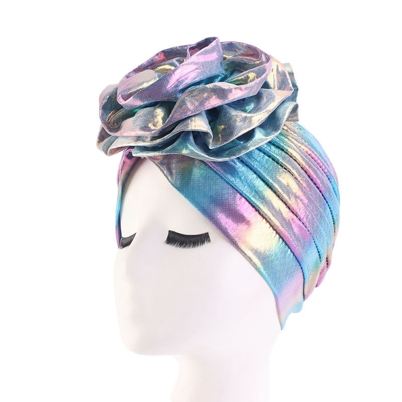 Heat Source Of Products For Ladies Laser Big Flower Headband Hat Turban Headwear Hijab Cap Muslim Bandans Hair Acessories